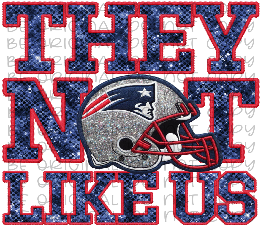 DTF Transfer • New England Football • They Not Like Us (sequins)