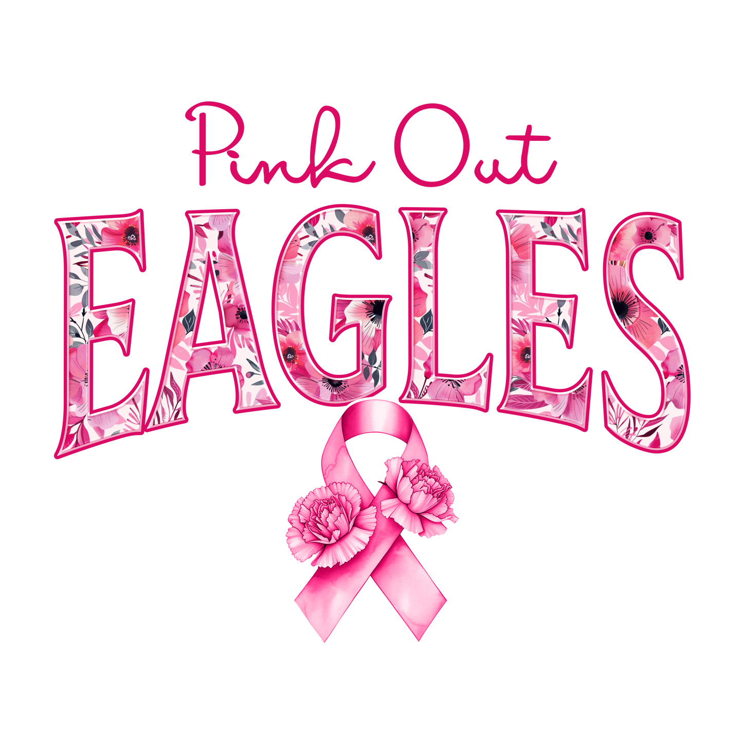 DTF Transfer • Philadelphia Football • Pink Out Floral + Ribbon
