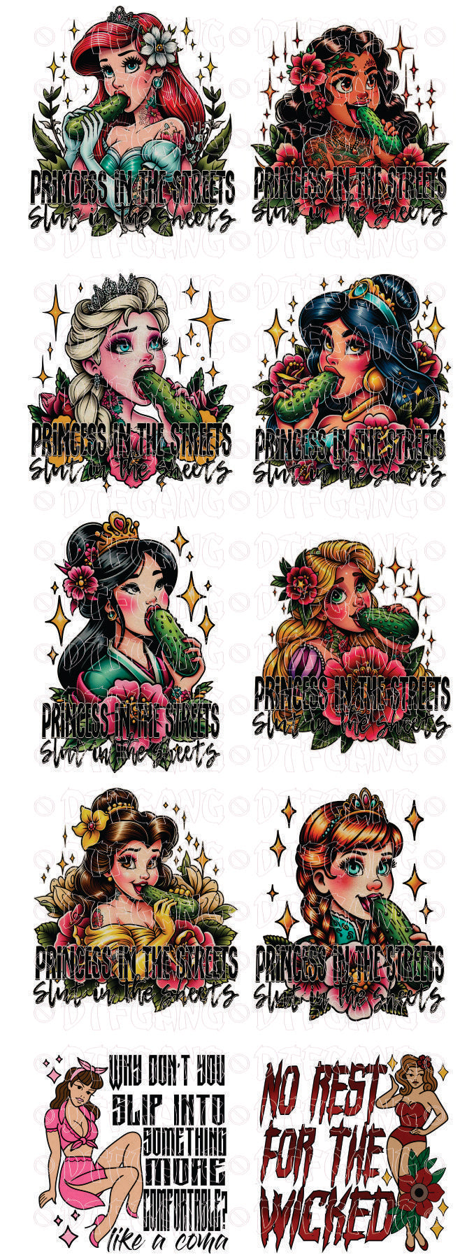 Gang Sheet • Pre Made DTF • Popular • Princess in the streets