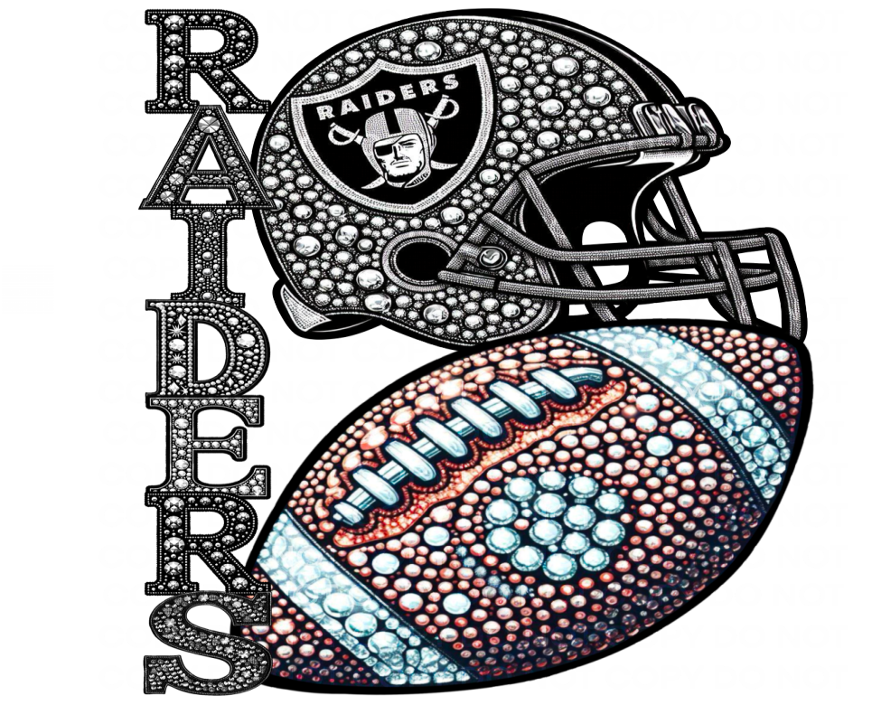 DTF Transfer • Las Vegas Football • Rhinestone Letters (stacked) + Helmet & Football
