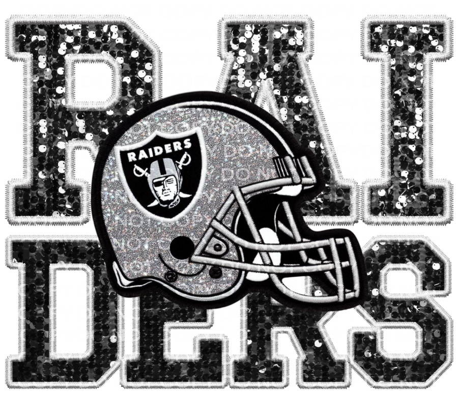 DTF Transfer • Las Vegas Football • Sequin Letters & Helmet