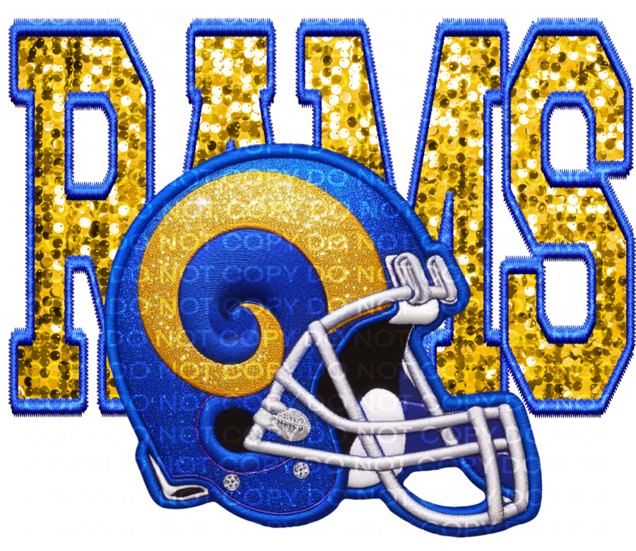 DTF Transfer • Los Angeles Football • Sequin Letters & Helmet