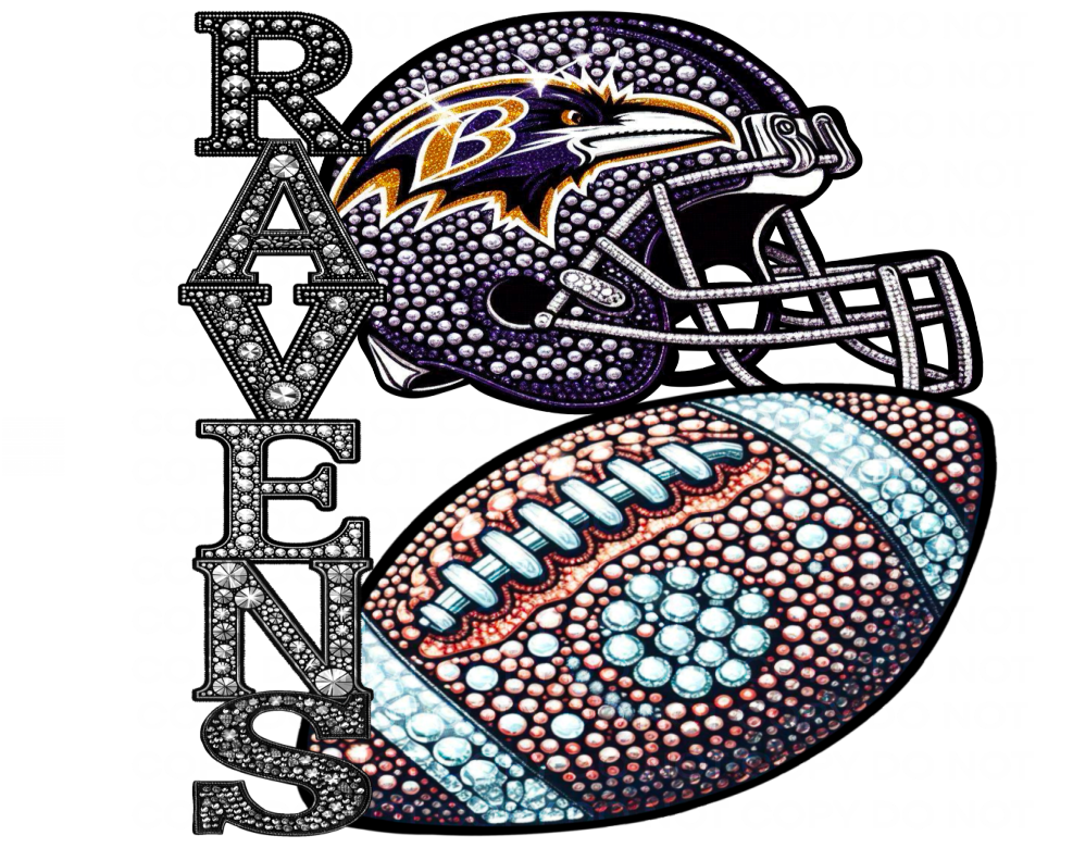 DTF Transfer • Baltimore Football • Rhinestone Letters (stacked) + Helmet & Football