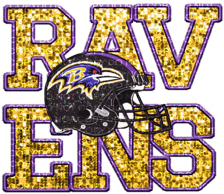 DTF Transfer • Baltimore Football • Sequin Letters & Helmet