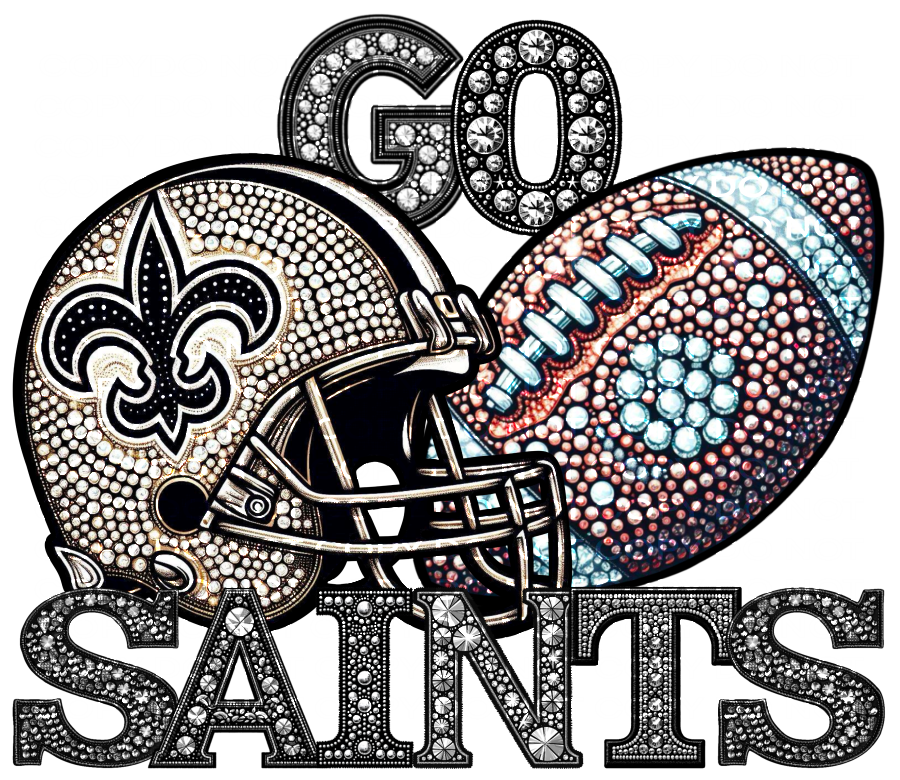 DTF Transfer • New Orleans Football • Rhinestone Letters (Go) + Helmet & Football