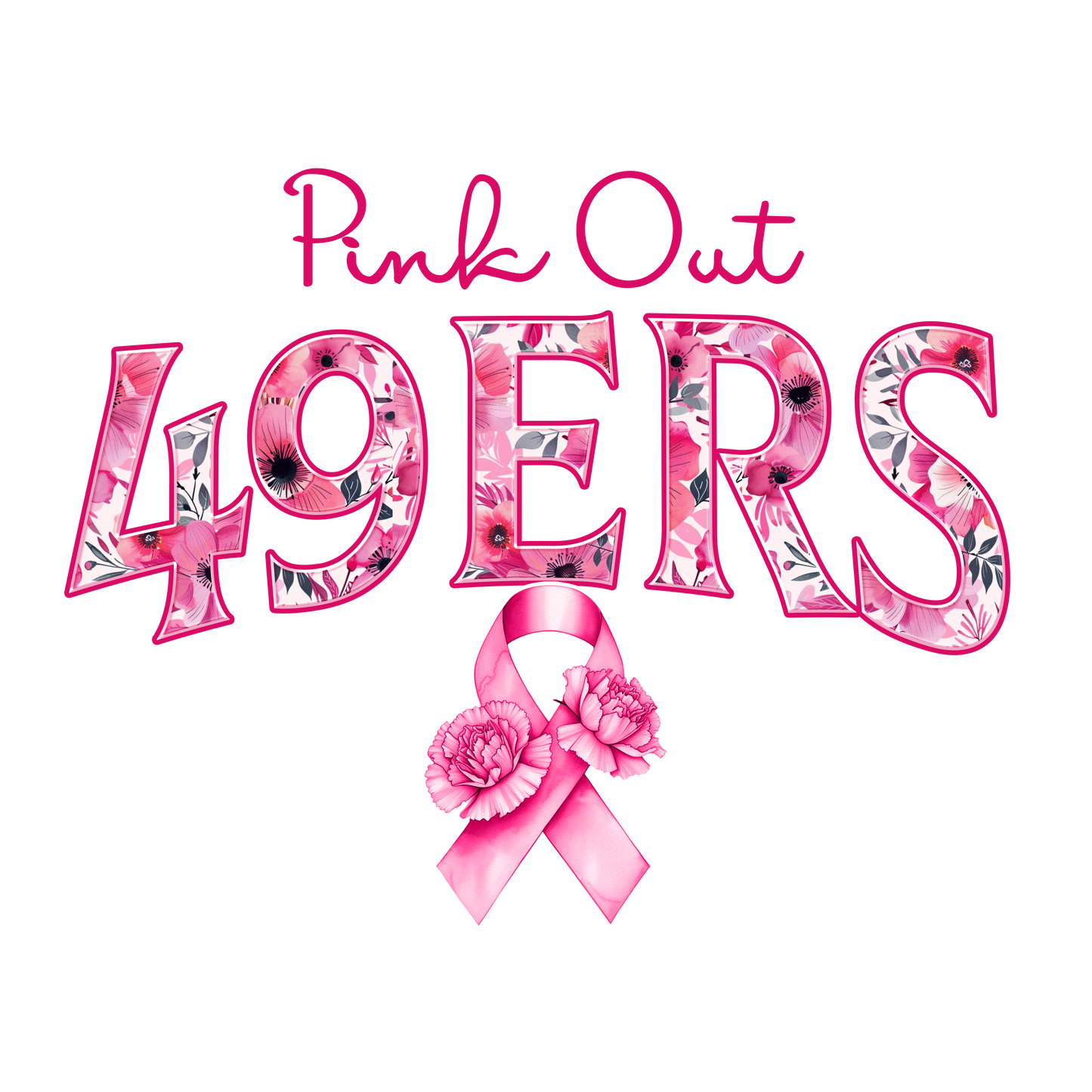 DTF Transfer • San Francisco Football • Pink Out Floral + Ribbon
