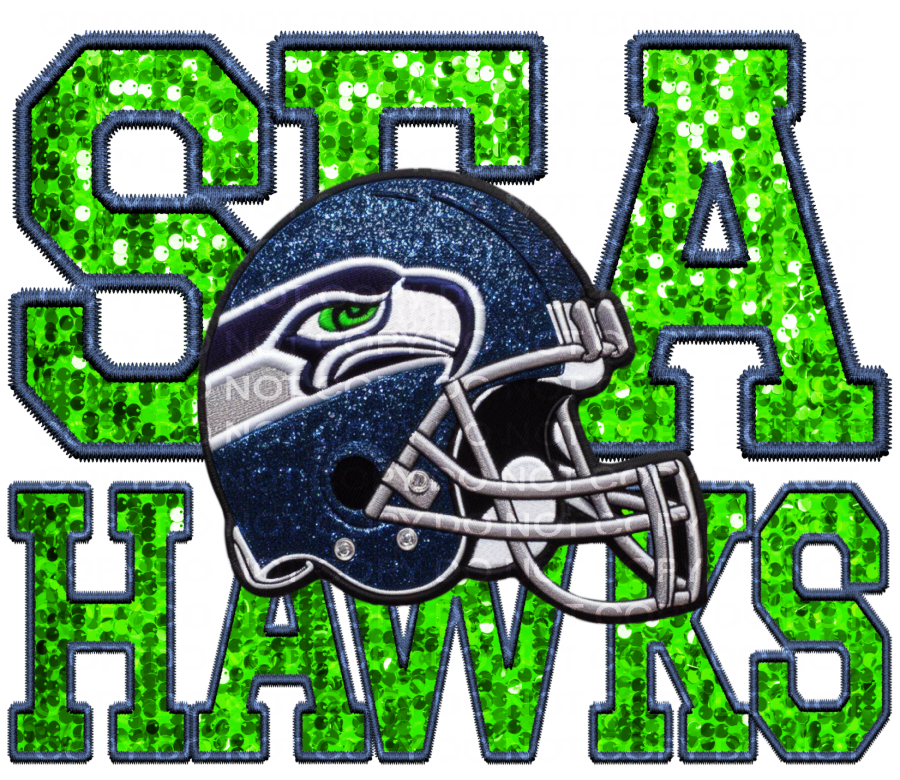 DTF Transfer • Seattle Football • Sequin Letters & Helmet