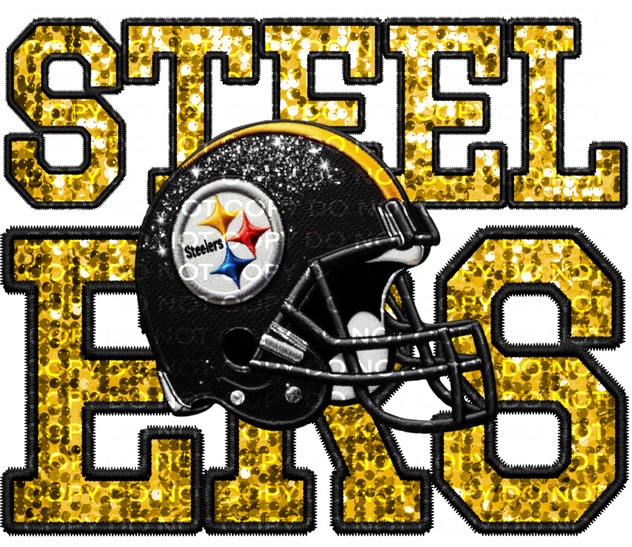 DTF Transfer • Pittsburgh Football • Sequin Letters & Helmet