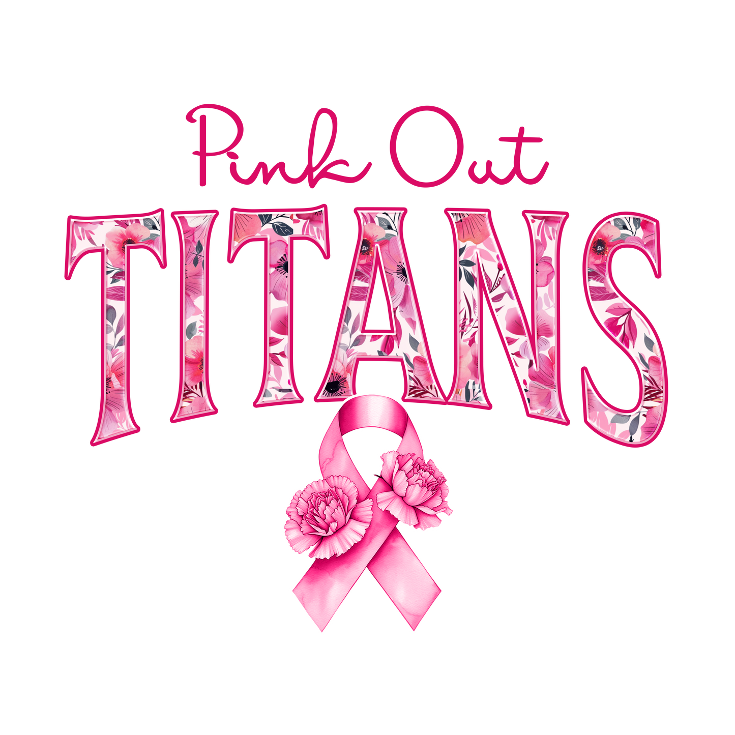 DTF Transfer • Tennessee Football • Pink Out Floral + Ribbon