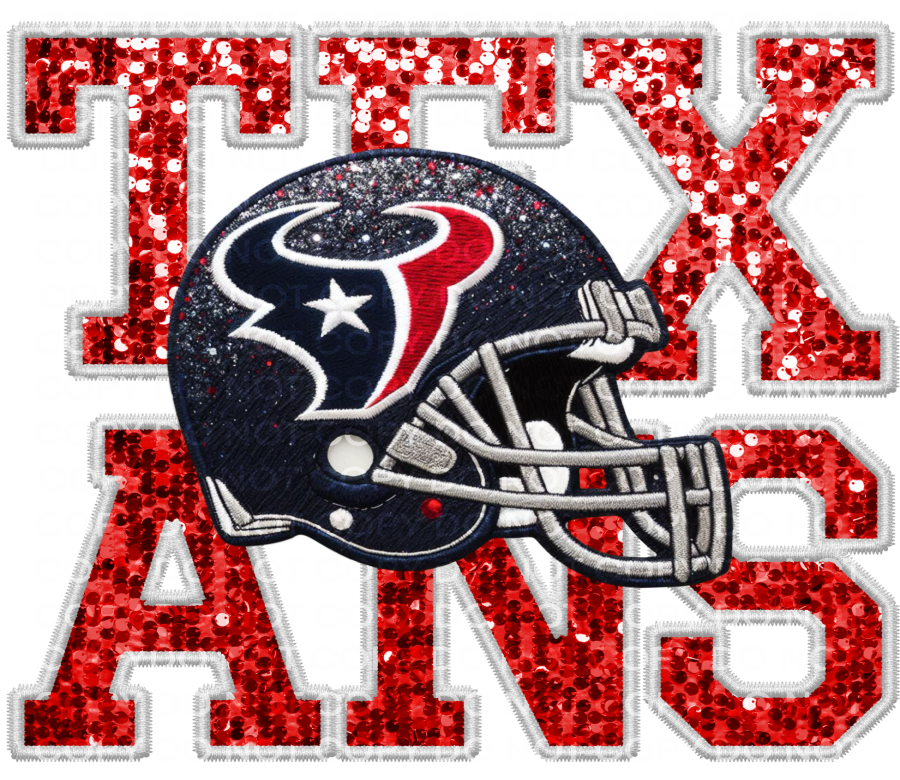 DTF Transfer • Houston Football • Sequin Letters & Helmet