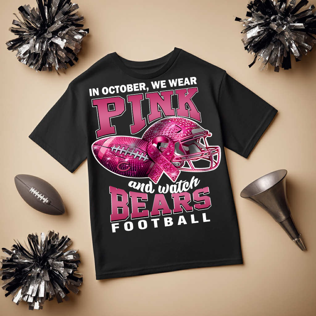DTF Transfer • Chicago Football • October Pink Out Rhinestone + Helmet & Football