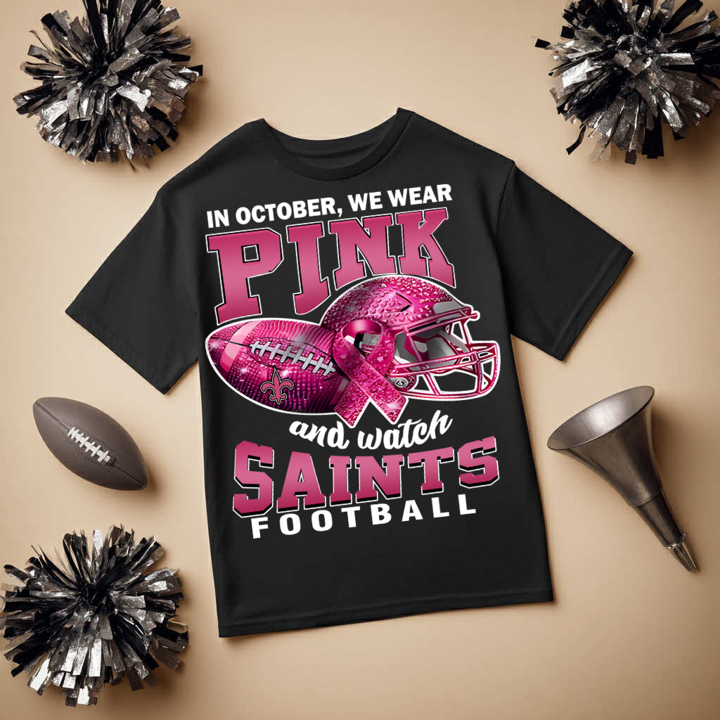 DTF Transfer • New Orleans Football • October Pink Out Rhinestone + Helmet & Football