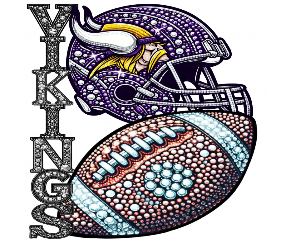 DTF Transfer • Minnesota Football • Rhinestone Letters (stacked) + Helmet & Football