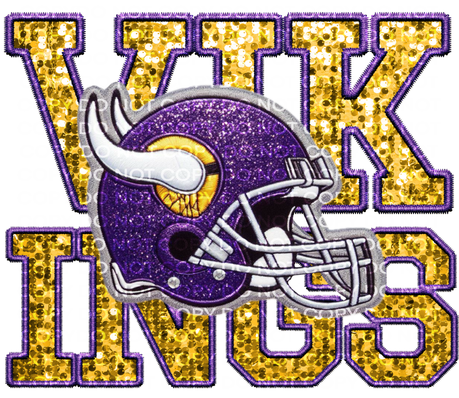 DTF Transfer • Minnesota Football • Sequin Letters & Helmet