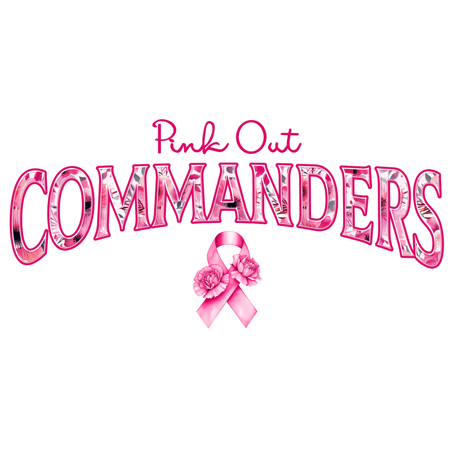 DTF Transfer • Washington Football • Pink Out Floral + Ribbon