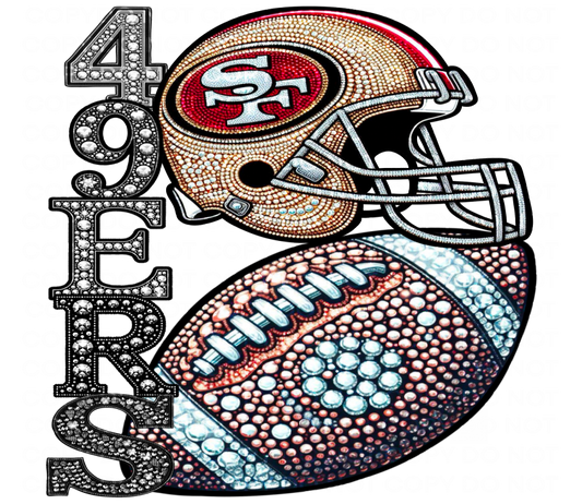 DTF Transfer • San Francisco Football • Rhinestone Letters (stacked) + Helmet & Football