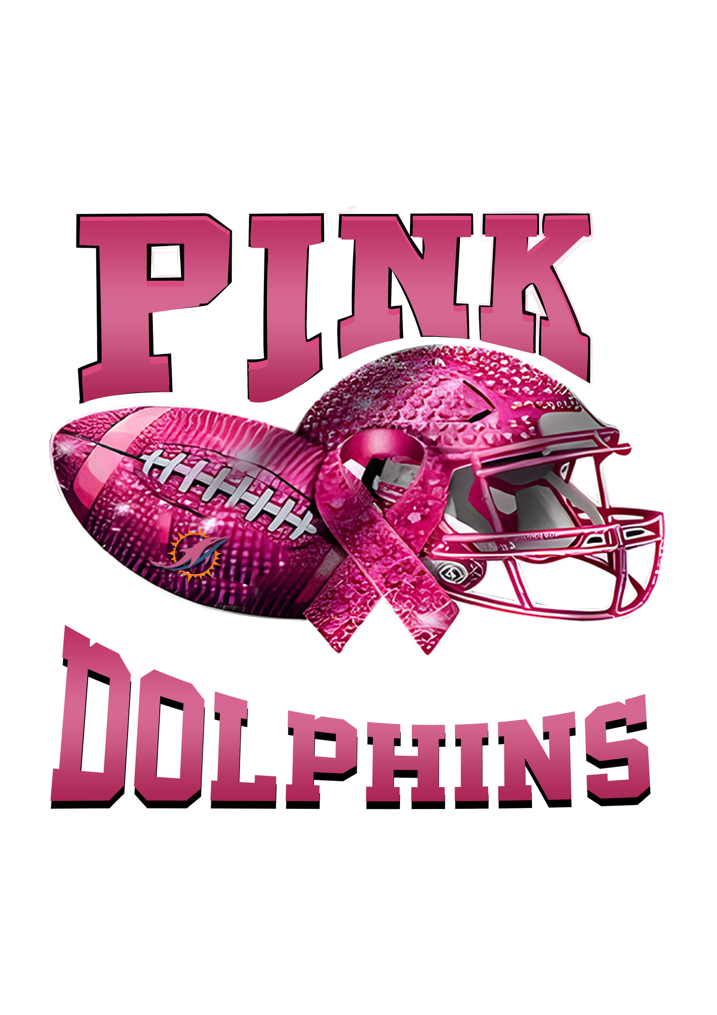 DTF Transfer • Miami Football • October Pink Out Rhinestone + Helmet & Football