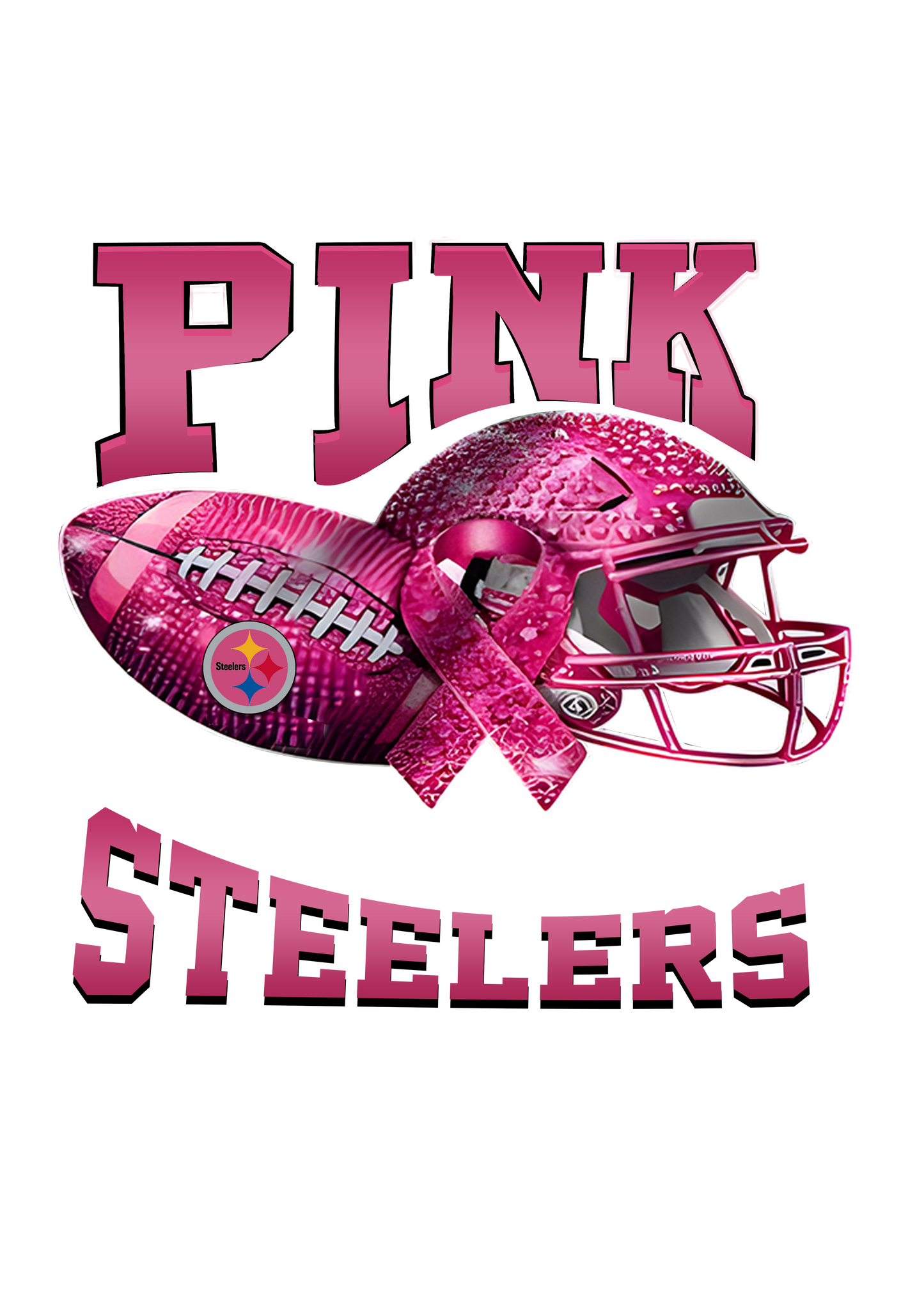 DTF Transfer • Pittsburgh Football • October Pink Out Rhinestone + Helmet & Football