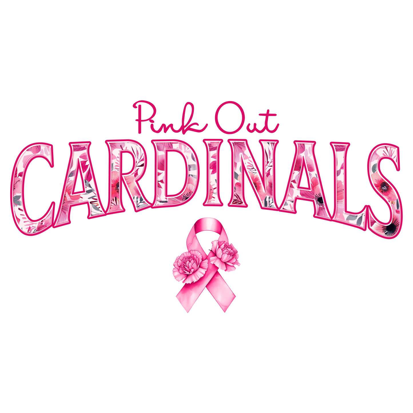 DTF Transfer • Arizona Football • Pink Out Floral + Ribbon
