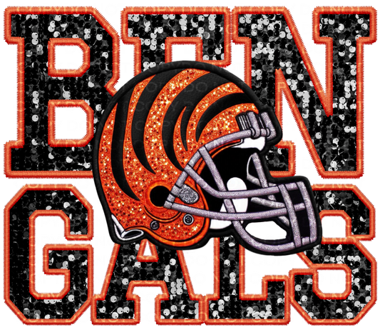 DTF Transfer • Cincinnati Football • Sequin Letters & Helmet