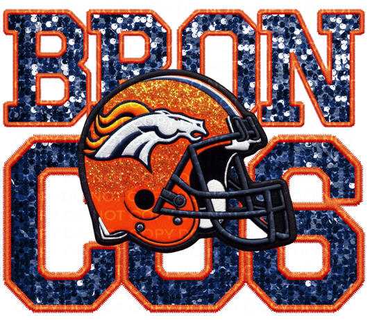 DTF Transfer • Denver Football • Sequin Letters & Helmet