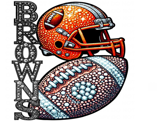 DTF Transfer • Cleveland Football • Rhinestone Letters (stacked) + Helmet & Football