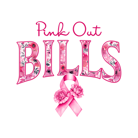 DTF Transfer • Buffalo Football • Pink Out Floral + Ribbon