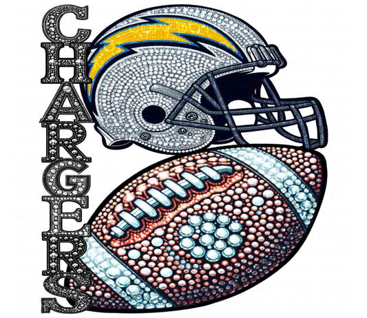 DTF Transfer • LA (Anaheim) Football • Rhinestone Letters (stacked) + Helmet & Football