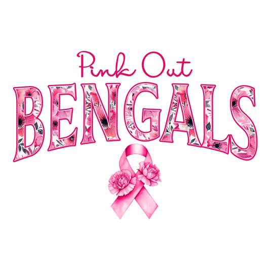 DTF Transfer • Cincinnati Football • Pink Out Floral + Ribbon