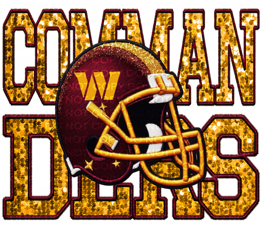 DTF Transfer • Washington Football • Sequin Letters & Helmet