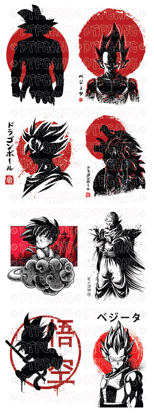 Gang Sheet • Pre Made DTF • Anime • DBZ • Red N Black