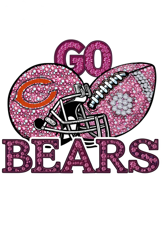 DTF Transfer • Chicago Football • Pink Out Rhinestones (GO) + Helmet & Football
