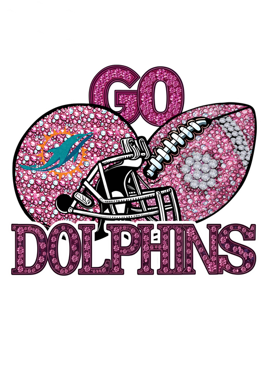 DTF Transfer • Miami Football • Pink Out Rhinestones (GO) + Helmet & Football