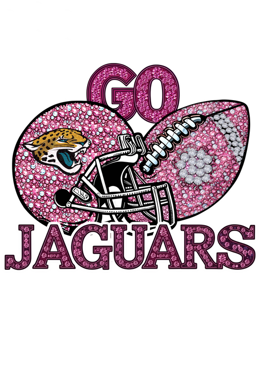 DTF Transfer • Jacksonville Football • Pink Out Rhinestones (GO) + Helmet & Football