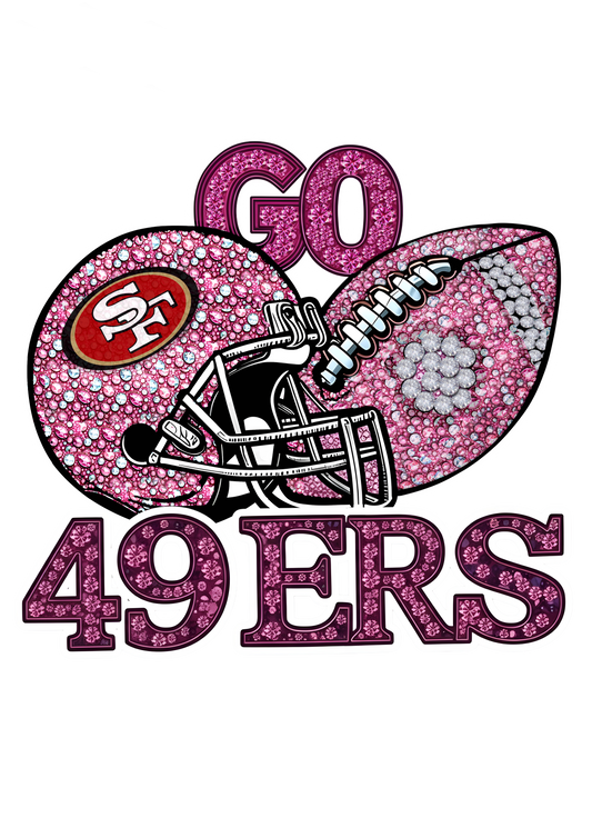 DTF Transfer • San Francisco Football • Pink Out Rhinestones (GO) + Helmet & Football