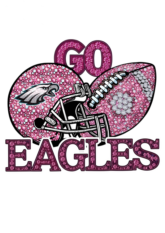 DTF Transfer • Philadelphia Football • Pink Out Rhinestones (GO) + Helmet & Football