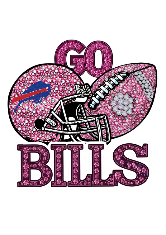 DTF Transfer • Buffalo Football • Pink Out Rhinestones (GO) + Helmet & Football