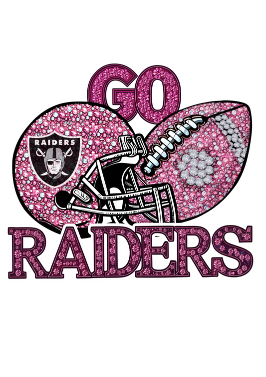 DTF Transfer • Raiders Football • Pink Out Rhinestones (GO) + Helmet & Football