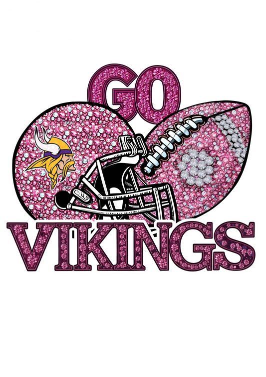 DTF Transfer • Minnesota Football • Pink Out Rhinestones (GO) + Helmet & Football