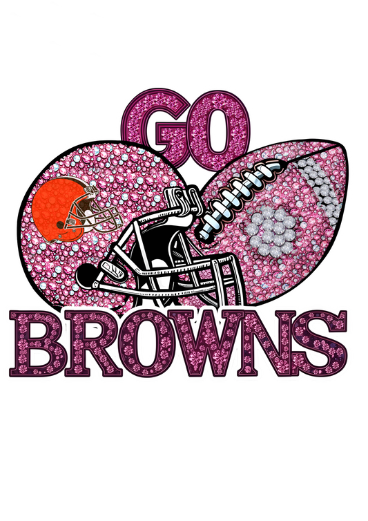 DTF Transfer • Cleveland Football • Pink Out Rhinestones (GO) + Helmet & Football