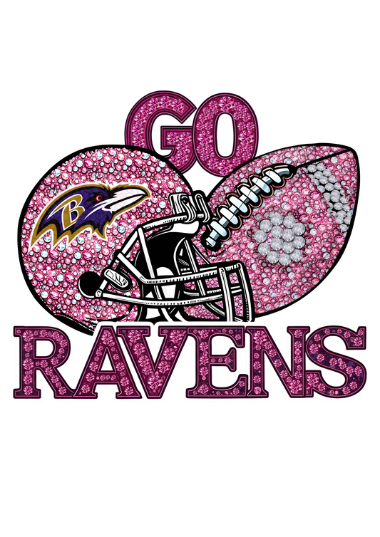 DTF Transfer • Baltimore Football • Pink Out Rhinestones (GO) + Helmet & Football