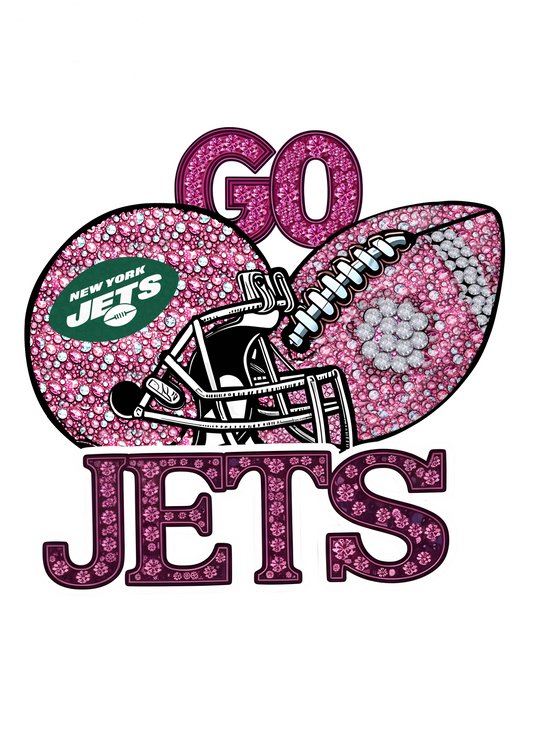 DTF Transfer • Jets Football • Pink Out Rhinestones (GO) + Helmet & Football