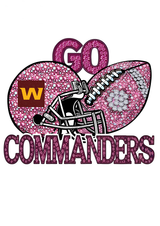 DTF Transfer • Washington Football • Pink Out Rhinestones (GO) + Helmet & Football