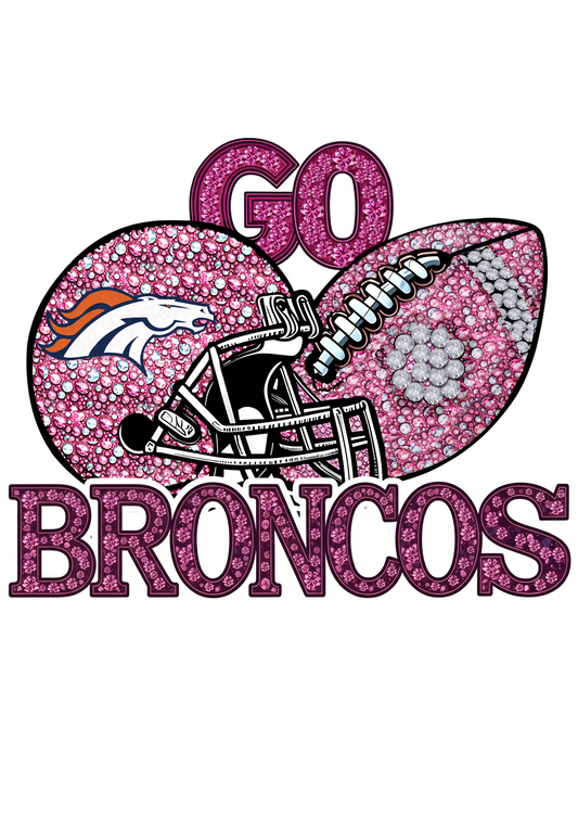 DTF Transfer • Denver Football • Pink Out Rhinestones (GO) + Helmet & Football