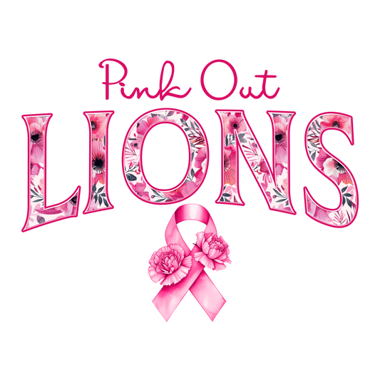 DTF Transfer • Detroit Football • Pink Out Floral + Ribbon