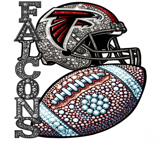 DTF Transfer • Atlanta Football • Rhinestone Letters (stacked) + Helmet & Football