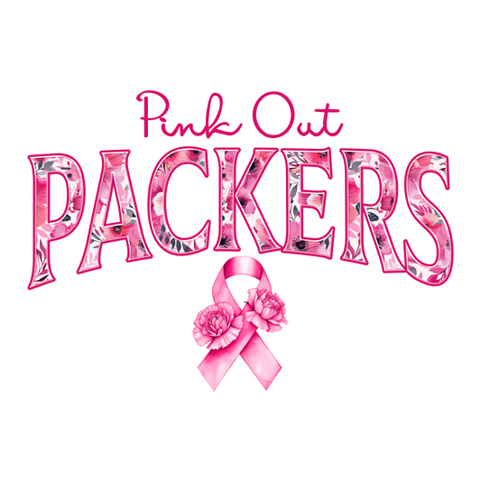DTF Transfer • Green Bay Football • Pink Out Floral + Ribbon