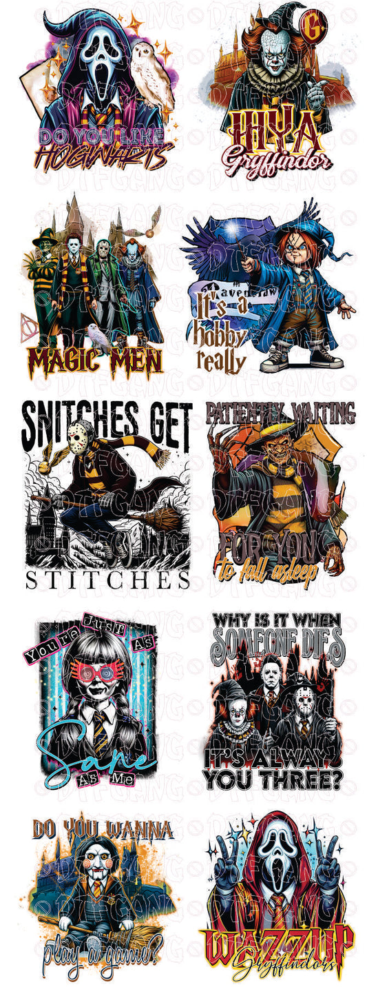 Gang Sheet • Pre Made DTF • Popular • Horror Potter Mash Up