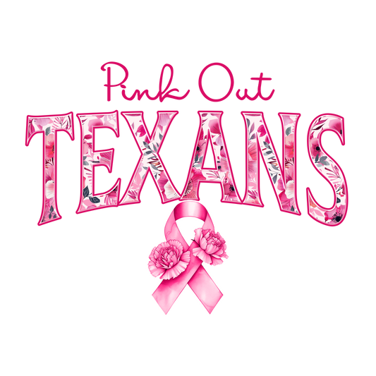 DTF Transfer • Houston Football • Pink Out Floral + Ribbon