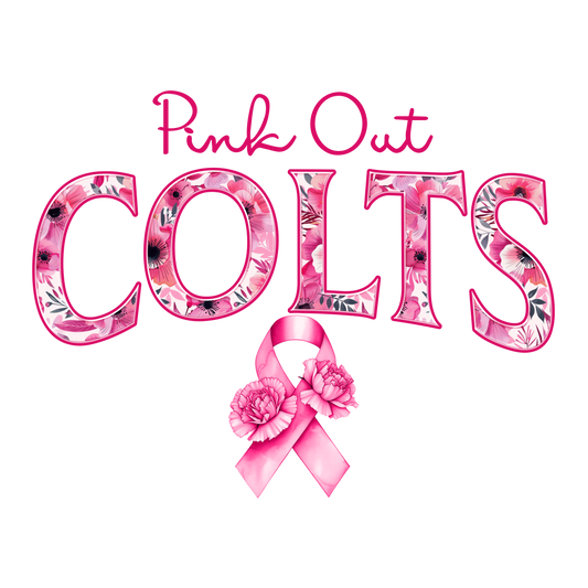 DTF Transfer • Indianapolis Football • Pink Out Floral + Ribbon